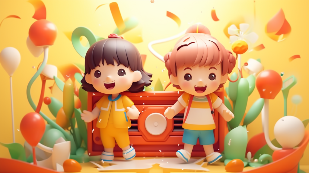 jpico 3d minimal cute little kids in a musical envirement colo 250ed4e3 0682 4c3c 89e2 e47294a59c65