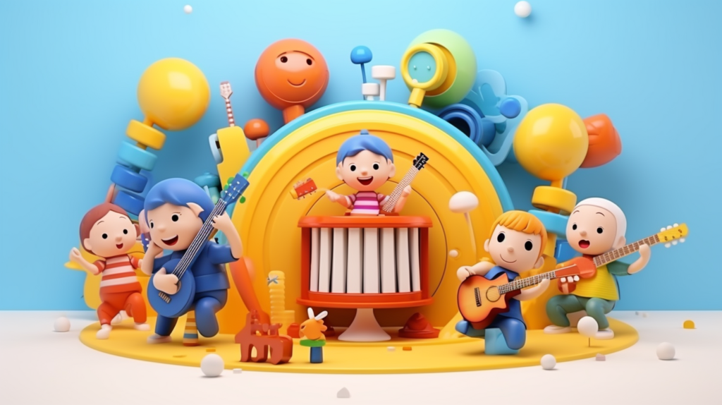 jpico 3d minimal cute little kids surrounded with musical inst b71b9944 321c 4da7 84d9 1820ac4245f6