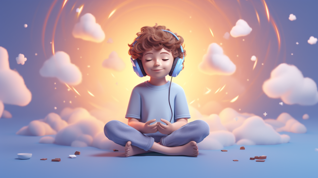 jpico minimal 3D design cute kid relaxing and meditating with  95548a6e 4025 473c bddc fd2950d3dedd