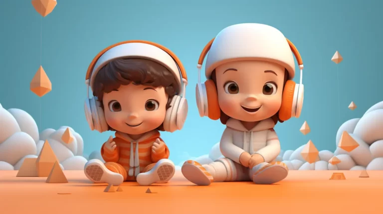jpico minimal 3D cutest little kids listen to music kids illus c2e598ff a566 4c75 8ce1 6752d9df38ff